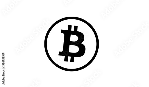 Bitcoin cryptocurrency logo vector illustration in black and white