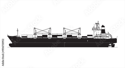 Cargo Ship Blueprint – Maritime Transport Vessel CAD Technical Drawing