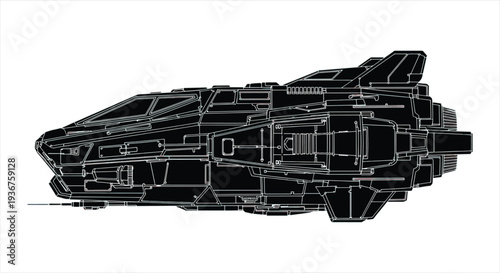 Spacecraft Blueprint – Vehicle CAD Technical Diagram for Aerospace Design