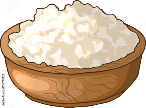 Rice bowl icon. Boiled grain meal drawing