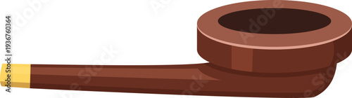 Smoking pipe icon. Tobacco addiction wooden accessory