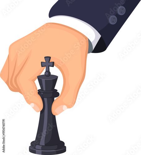 Hand hold chess piece. Business strategy concept