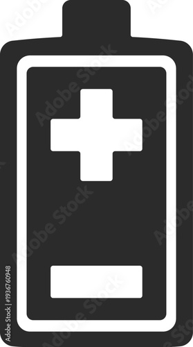 Accumulator black icon. Alkaline battery electric component