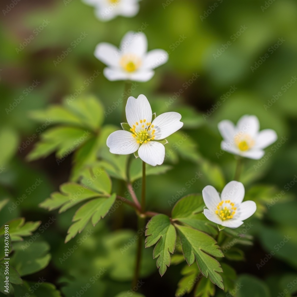 Obraz premium Vibrant close-up of delicate wild blooms showcasing the beauty and fragility of natural spring growth in a lush outdoor garden setting, environment, petal, colorful