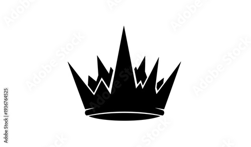 Fotografi Modern black jagged crown vector icon for branding and logos