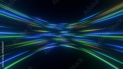 Wallpaper Mural Abstract Neon Light Trails Streaking Across a Dark Background with a Futuristic, Sci-Fi Feel Loop Torontodigital.ca