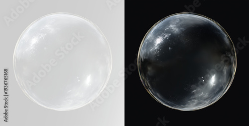 Photos Clear water drop in bubble shape with liquid reflection and pure glass texture,