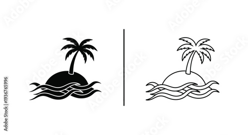 Isolated tropical paradise icons Vector