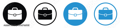 Classic professional briefcase or laptop bag icon. Symbol for employment, career, office work, or business travel. Minimalist style suitable for web UI and corporate branding projects.