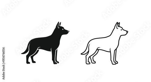 Silhouette dog breeds contrast vector Vector