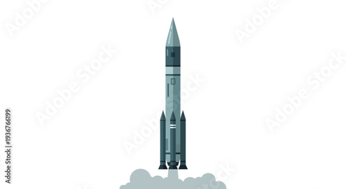 Balistic Vector Illustration of War Missile Launch