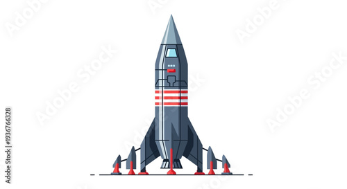 Balistic War Vector Illustration Spaceship with Stripe Details