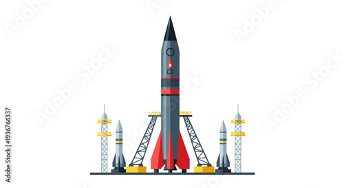 Ballistic War Vector Illustration with Missiles and Launchers