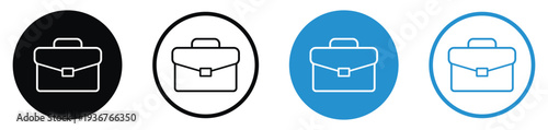 Classic professional briefcase or laptop bag icon. Symbol for employment, career, office work, or business travel. Minimalist style suitable for web UI and corporate branding projects.