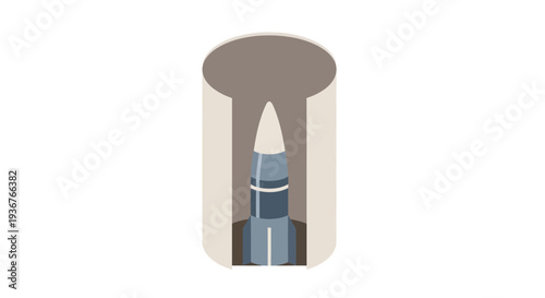 Balistic War Vector Illustration of Missile in Silo