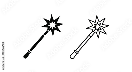 Magic wand illustrations vector icons Vector