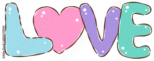 LOVE word hand drawn lettering. Modern calligraphy script love text. Vector illustration. Design for print on shirt, poster, banner. 