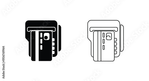 Modern atm card & cash machine icons Vector