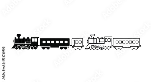Vintage train illustration set Vector