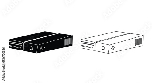 Black server racks with ventilation Vector