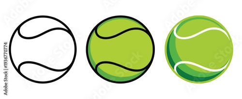 Tennis Ball Icon Set Vector Illustration, Isolated on White Background, Sports and Game Design