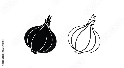 Black and white onion sketch Vector