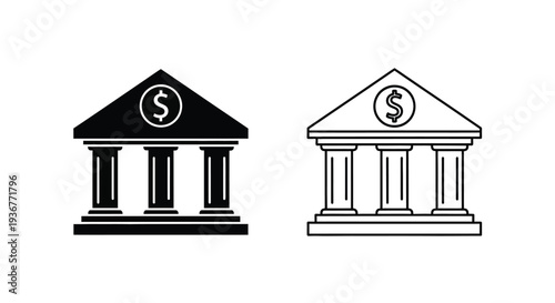 Classic treasury architecture icons Vector