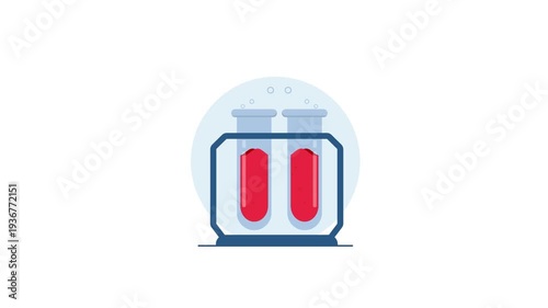 4k Test Tubes with Blood Sample in a Rack. Medical Test Concept Animation Video 