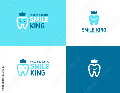 Smile King - Dental Clinic logo design concept with tooth in crown icon for dentistry and dental care branding - editable vector template