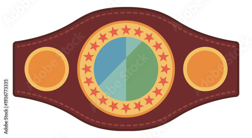 Boxing Championship Belt Vector Illustration, Symbol of Victory and Championship, Award and Sports Trophy Design