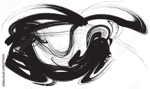 circular paint brush strokes, grunge paint element, Monochrome grunge texture. Brush strokes paint Isolated on white background, grunge brush strokes ink paint.eps