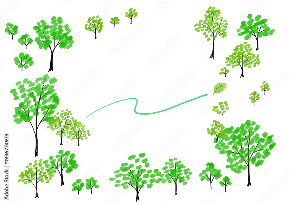 Obraz premium Forest landscape border with trees and copy space