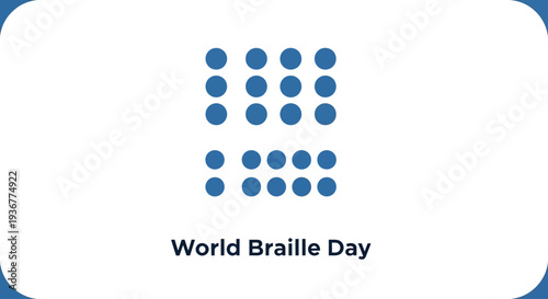 World Braille Day blue dots forming braille pattern on white background.