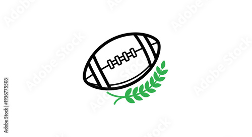 American Football Ball with Laurel Wreath Illustration.