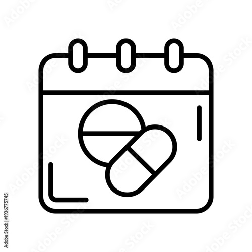 Medicine schedule icon vector. Medication reminder Illustration sign. Pill timetable symbol or logo.