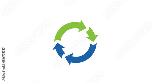 Recycling Symbol with Green and Blue Arrows.