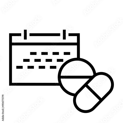 Medicine schedule icon vector. Medication reminder Illustration sign. Pill timetable symbol or logo.