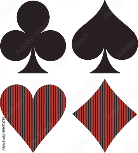 A set of four playing card suits in simple illustration style