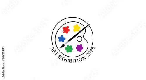 Art Exhibition 2026 logo with paintbrush and colorful puzzle pieces.