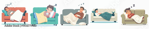 Vector of Man sleeping in couch