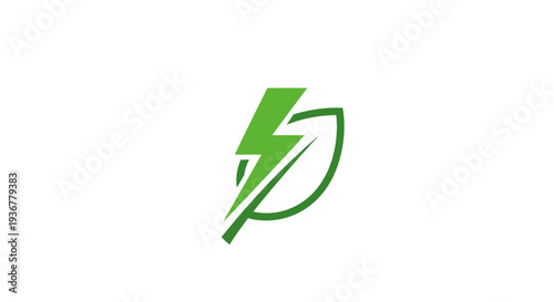 Green eco-friendly energy logo with lightning bolt and shield.