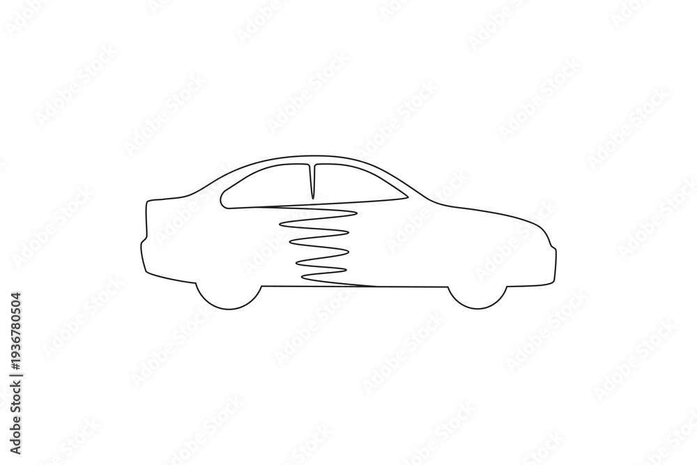 Obraz premium Car icon vehicle icon in minimalist continuous line drawing style 