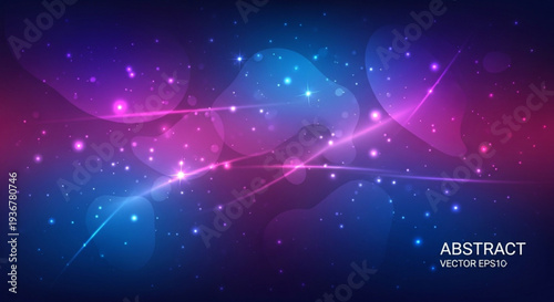 Vibrant abstract background with pink blue and purple hues glowing lines and stars in a dark space