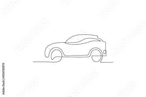 Car icon continuous one line drawing on white background
