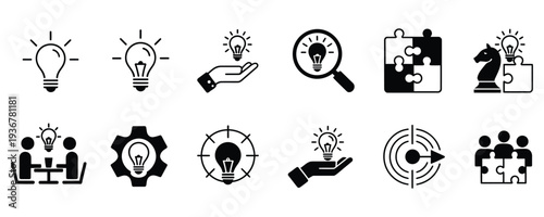 Innovative business concepts and teamwork icons for creative projects