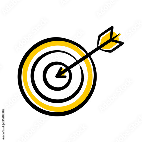 A vector graphic illustration of a target with an arrow hitting the bullseye, symbolizing accuracy and success.