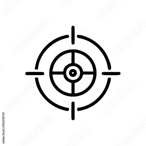 A minimalist vector graphic of a target icon with a circular design and crosshairs