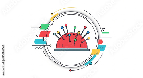 3D target with colorful darts hitting bullseye success concept flat design vector illustration