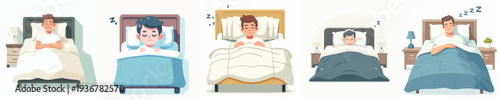 vector of a man sleeping on the bed