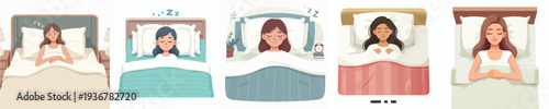 vector of a woman sleeping on the bed